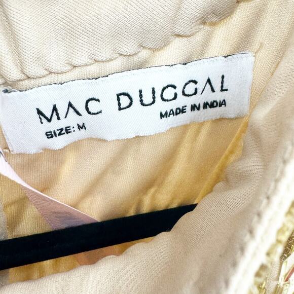 Mac Duggal High Neck Sleeveless Sequin Swing Mini Dress Nude Gold Size M NWT - Picture 12 of 13